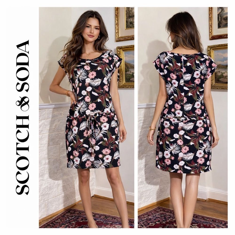 Scotch & Soda Miami Deco Floral Print Dress